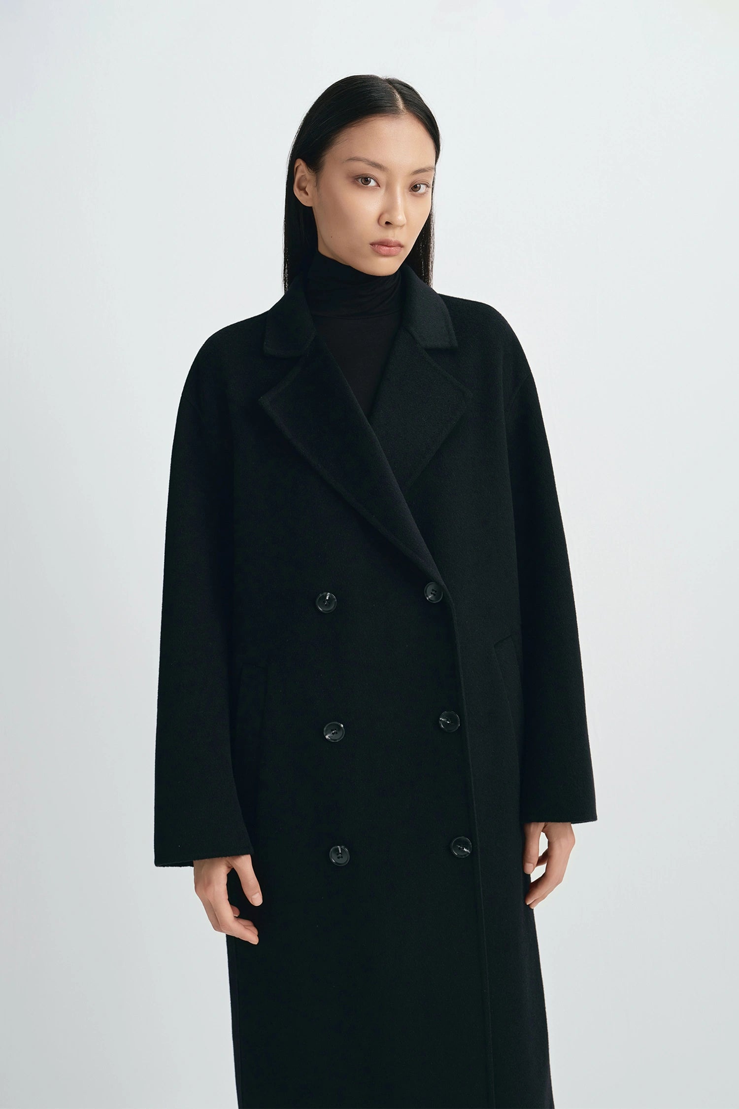 Antonella Handmade Midi Coat Black