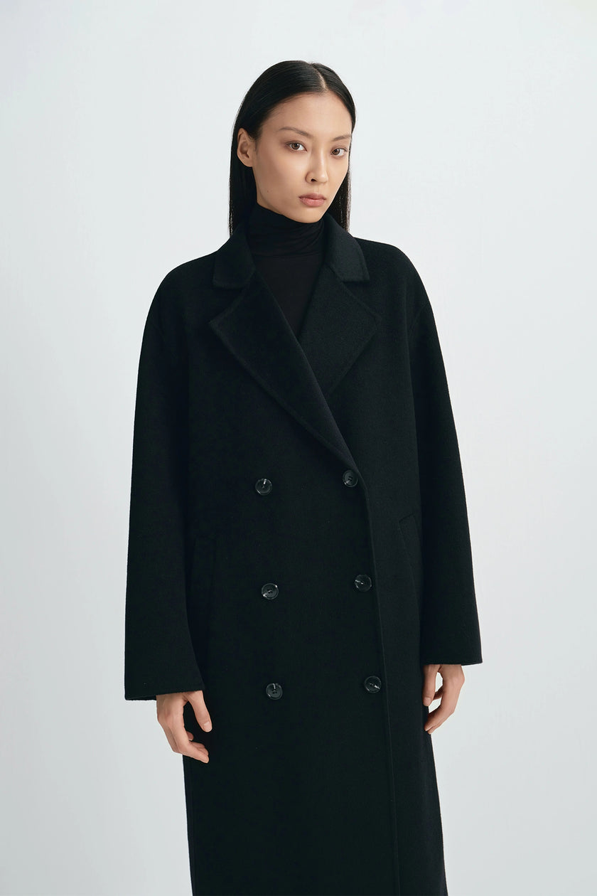 Antonella Handmade Midi Coat Black