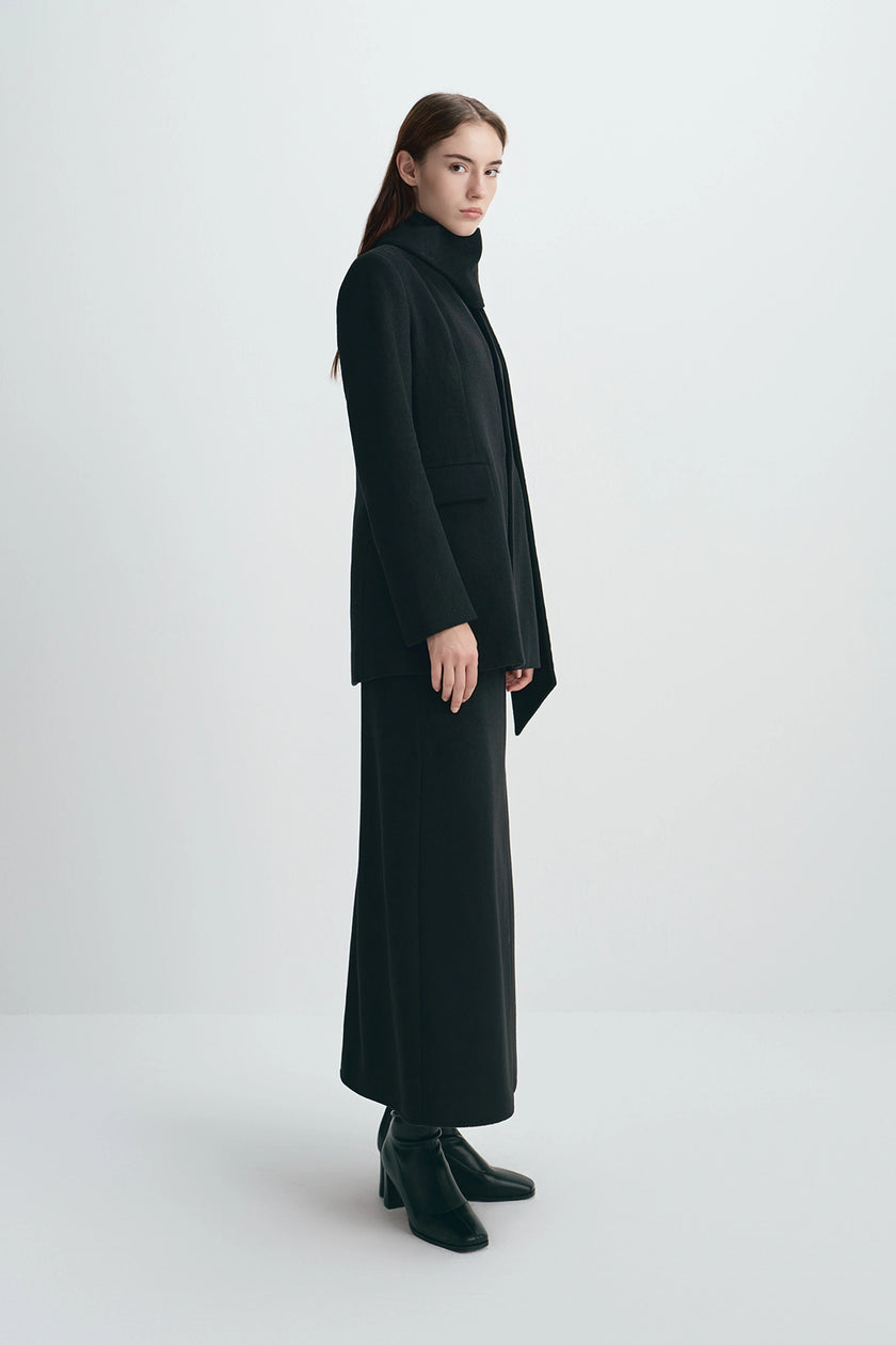 Emi Wool Blend Scarf Jacket Black
