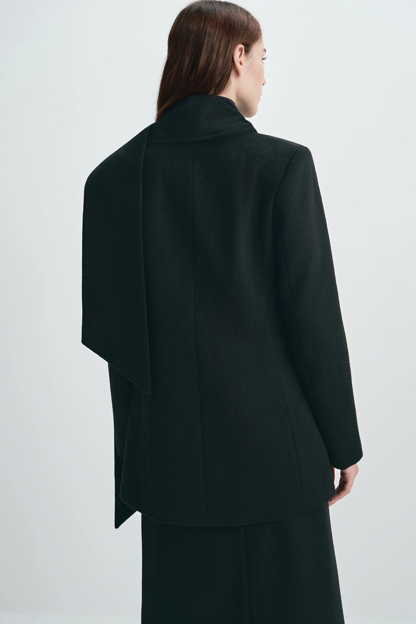 Emi Wool Blend Scarf Jacket Black