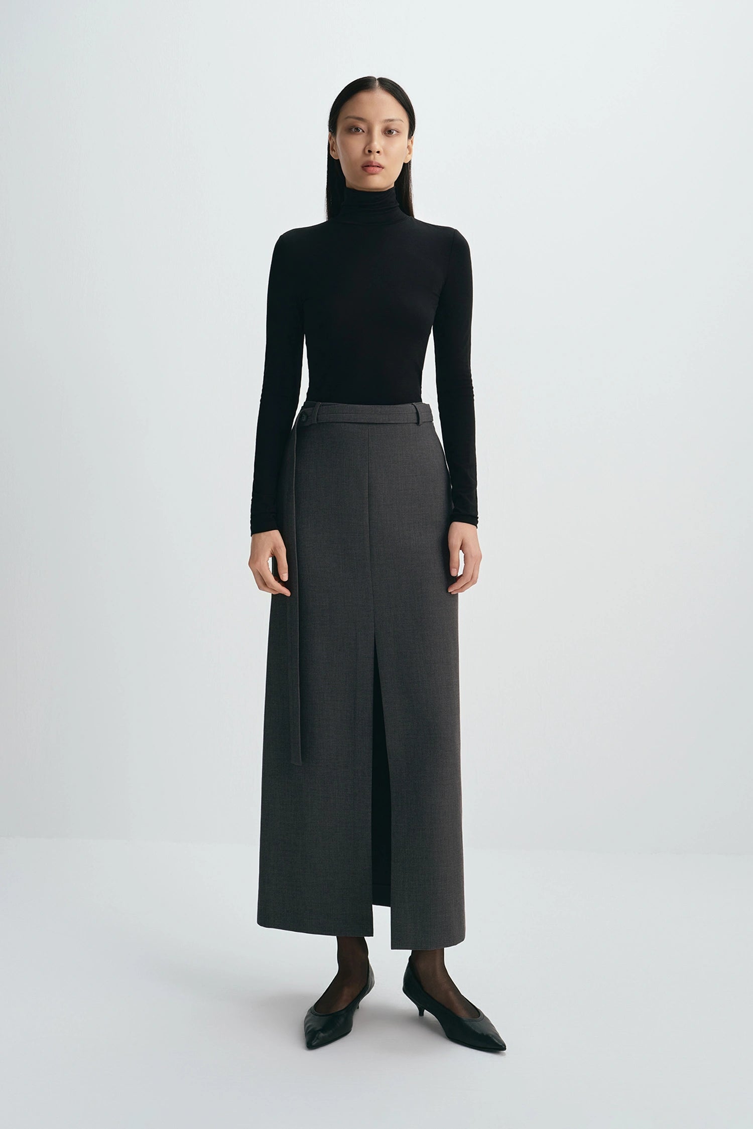 Jaliah Wool Turtleneck Top Black
