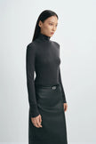 Jaliah Wool Turtleneck Top H.Charcoal