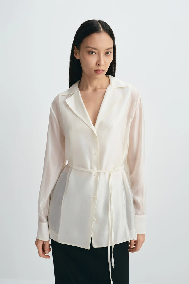 Ines Tie Waist Top Creme