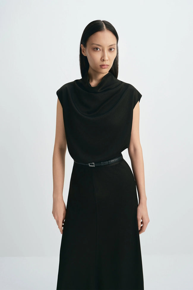 Tess Cowl Neck Top Black