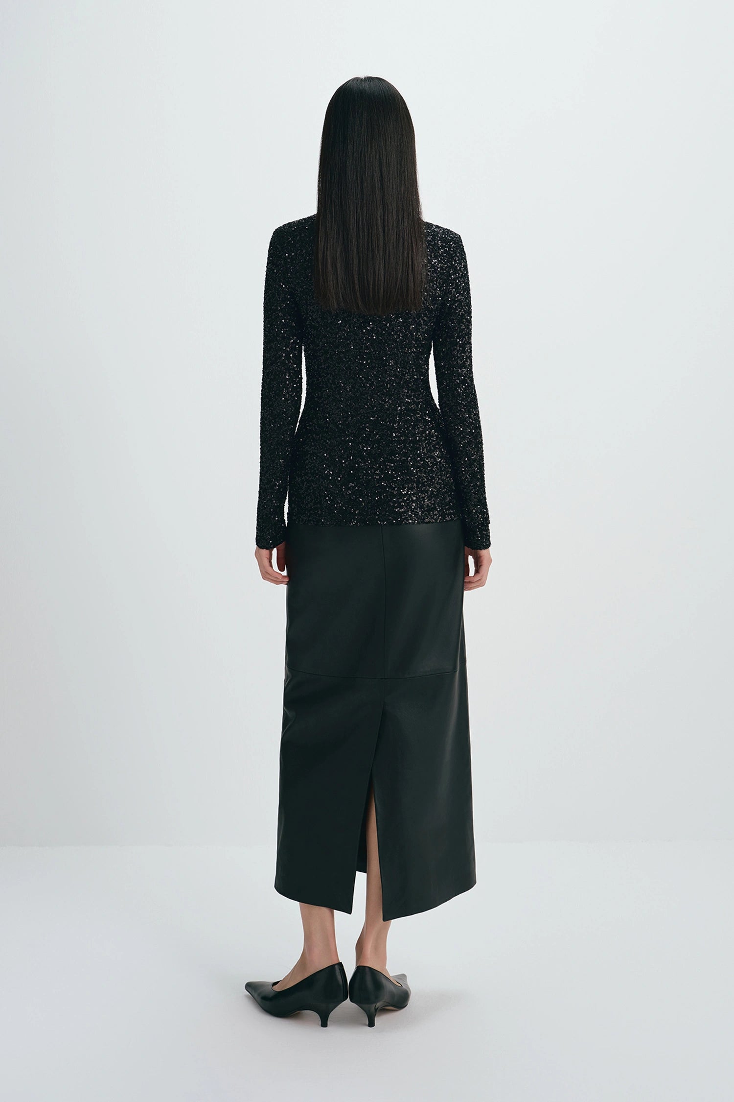 Lorynn Sequinned Top Black