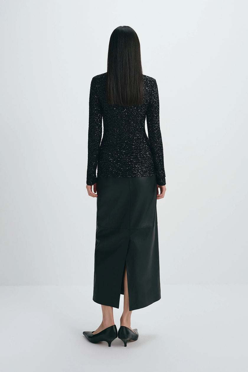 Lorynn Sequinned Top Black
