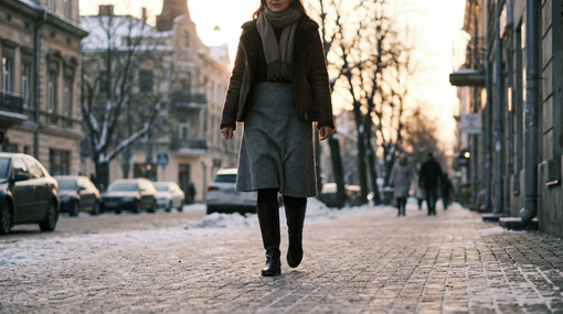 How to Wear Skirts in Winter Without Freezing: Tights and Boots Combinations