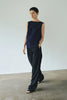 Vento Back Slit Top Navy