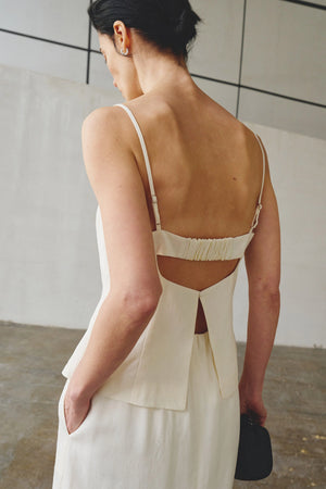Coria Open Back Cami Top Egret