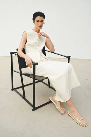 Elira Button Front Vest Egret