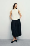 Ballon Heavy Poplin Pleated Skirt