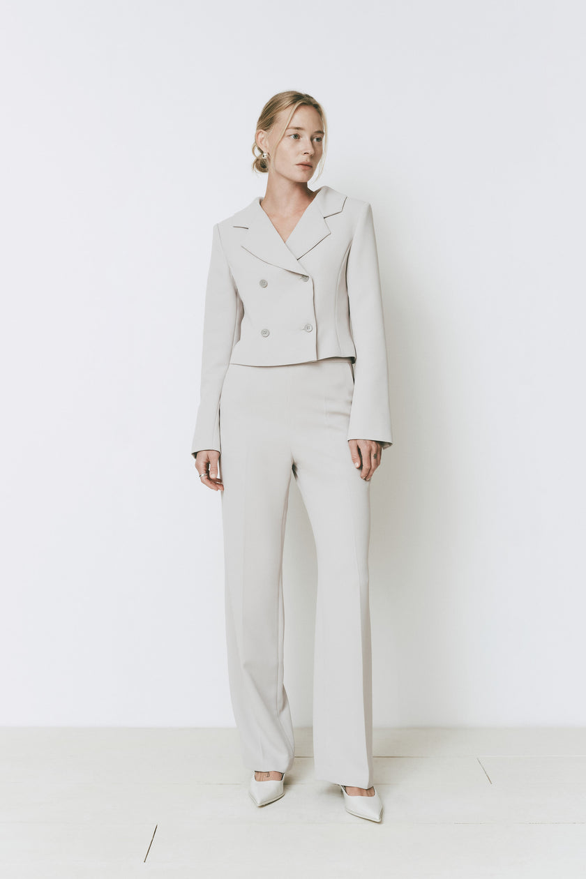 Montage Pant suit, women's tailored blazer and relaxed trousers in neutral color