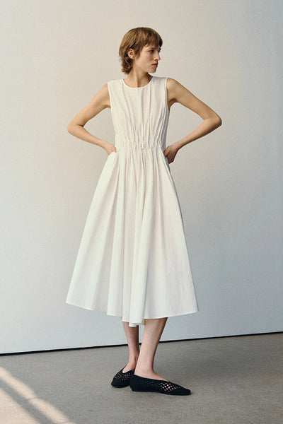 tome collective white pleated midi dress TOTEME - Crinkled knit tank dress White