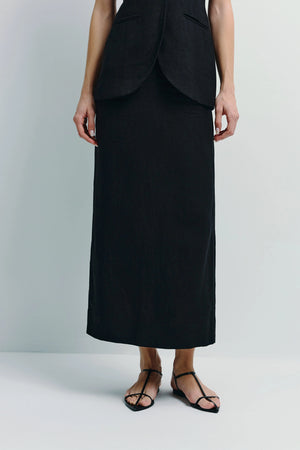 Adan Linen Skirt Black