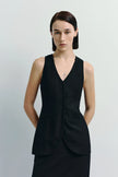 Adan Linen Vest Black