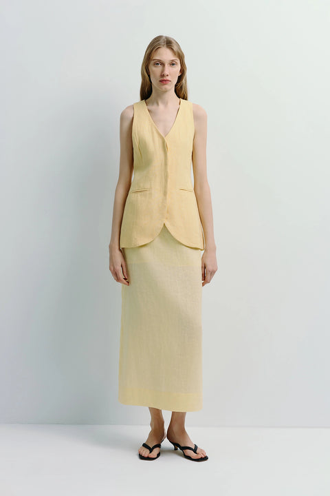 Adan Linen Vest Yellow