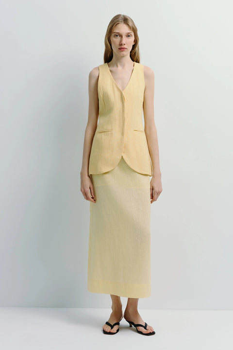 Adan Linen Vest Yellow