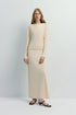 Agla Dolman Sleeve Dress in cream color, a midi dress with dolman sleeves and side slit
