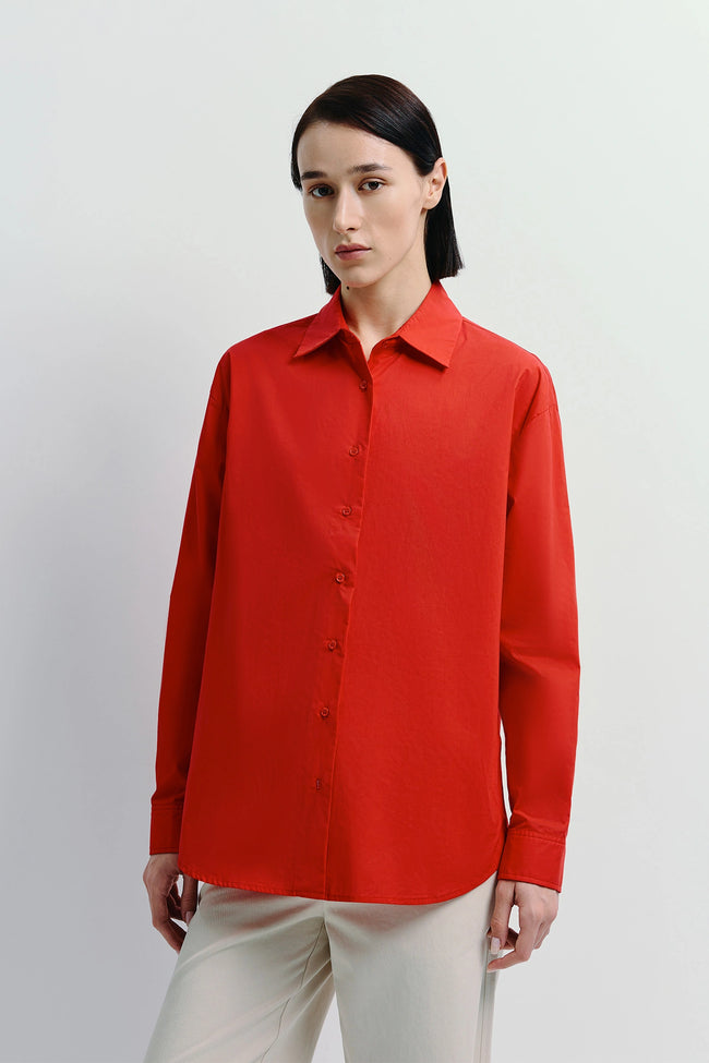 Alda Button Down Shirt Red