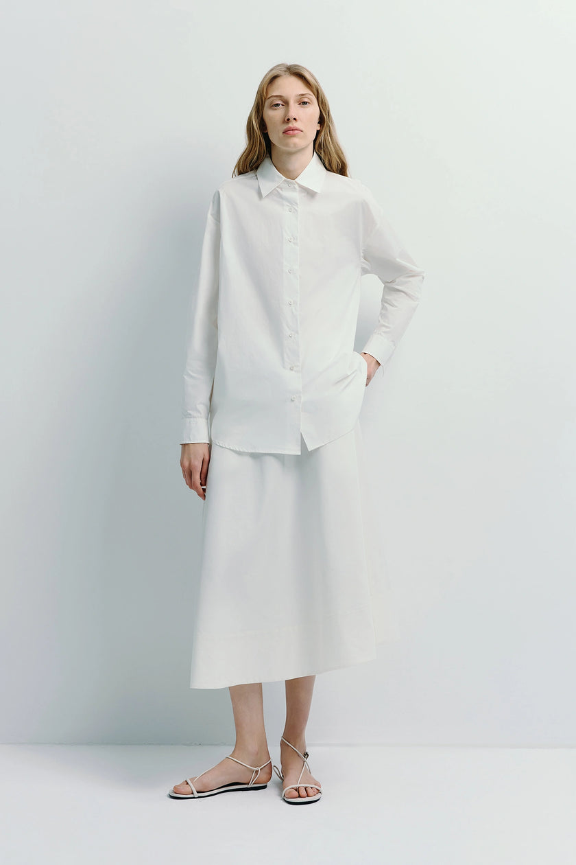 Ruesophie Alda Button-Down Shirt, white cotton shirt and skirt, light luxury aesthetic