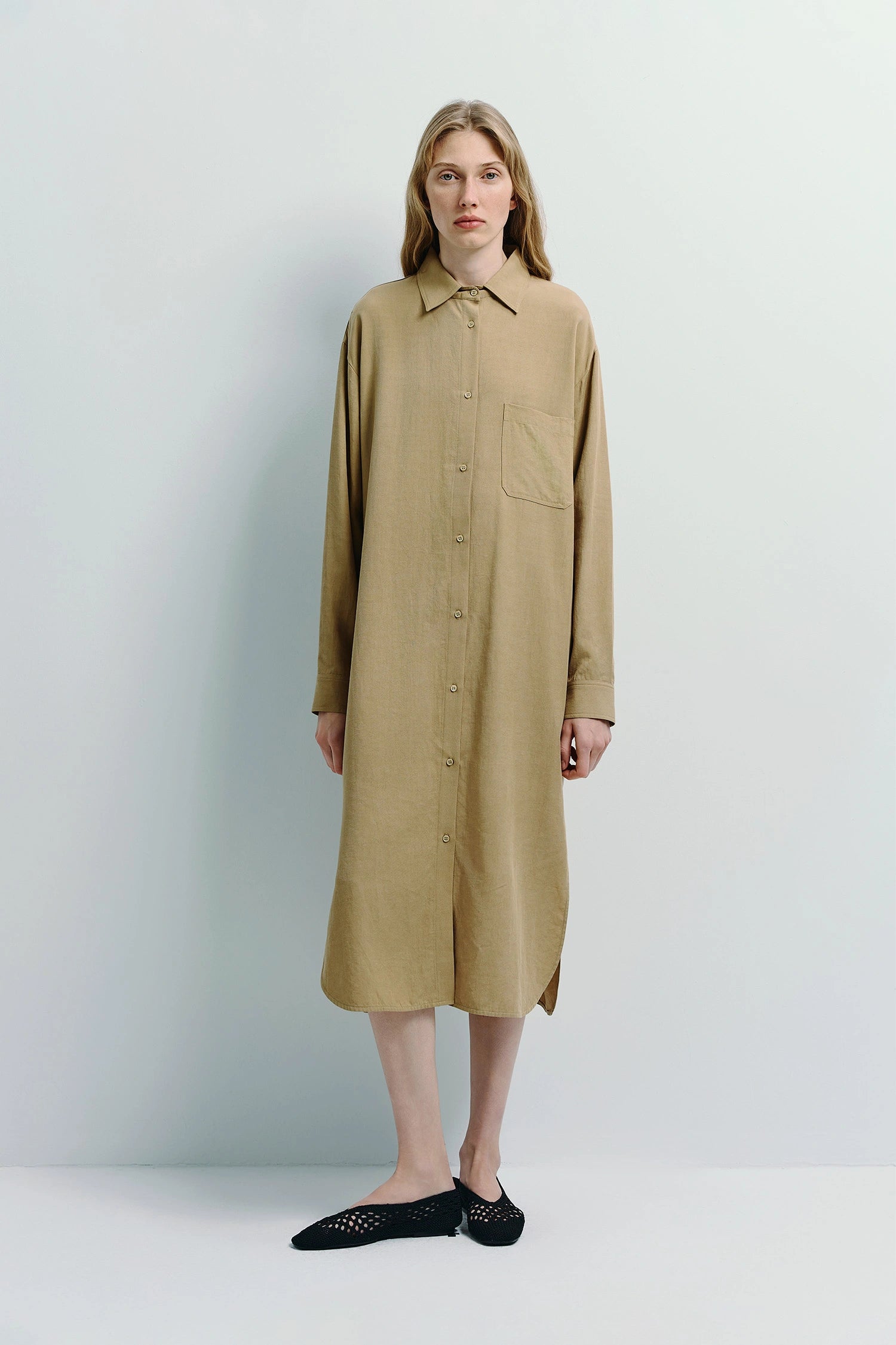 Carel Oversized Designer Shirt Dress | Flowy Silhouette & Textured Feel