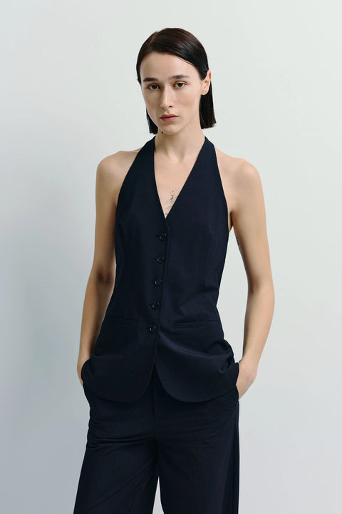 Donette Halter Vest Navy