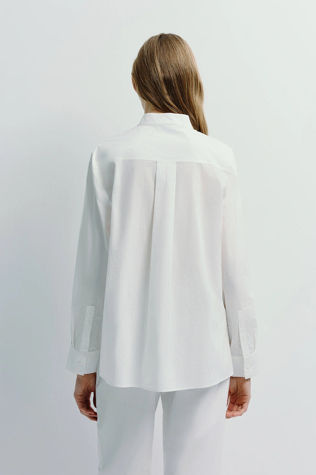 Dylia Collarless Shirt White