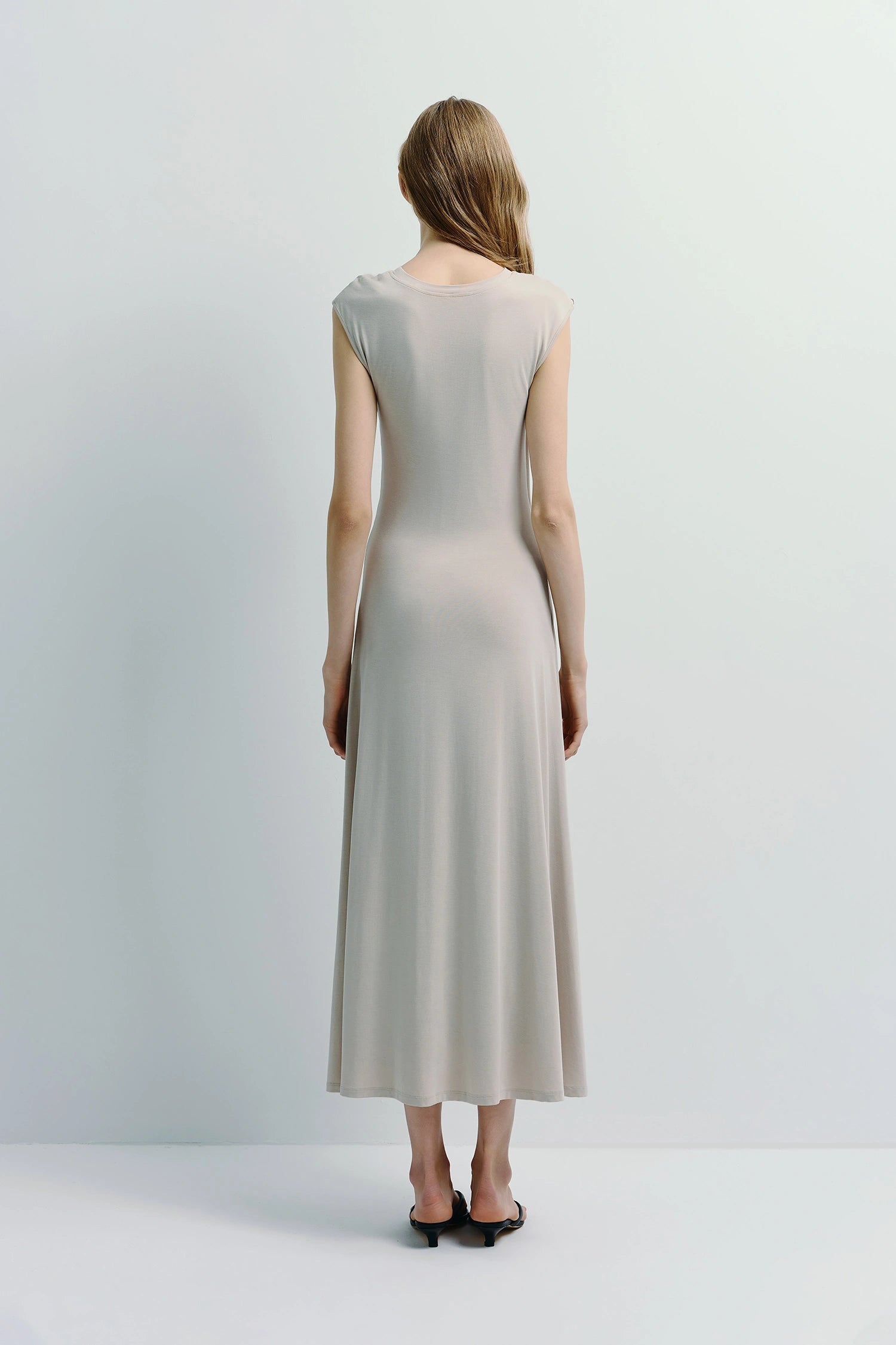 Gianna Cupro Midi Dress | Soft Modal-Nylon Blend & Shirred Details | Relaxed Elegance | Rue Sophie Xs / Oat Gianna Cupro Midi Dress | Soft Modal-Nylon Blend & Shirred Details | Relaxed Elegance | Rue Sophie Xs / Oat