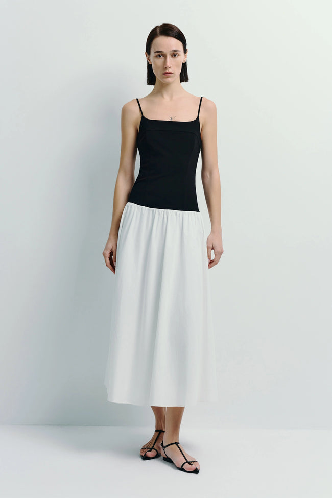 Ines Color Blocked Cami Dress Black/White