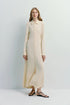 Cream Button Down Dress. Viscose-spandex blend, long sleeve dress for women.