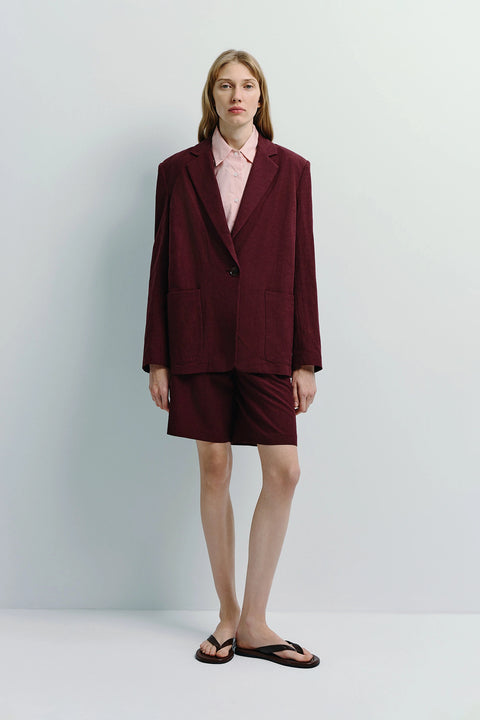 Lonan Linen Blazer Burgundy