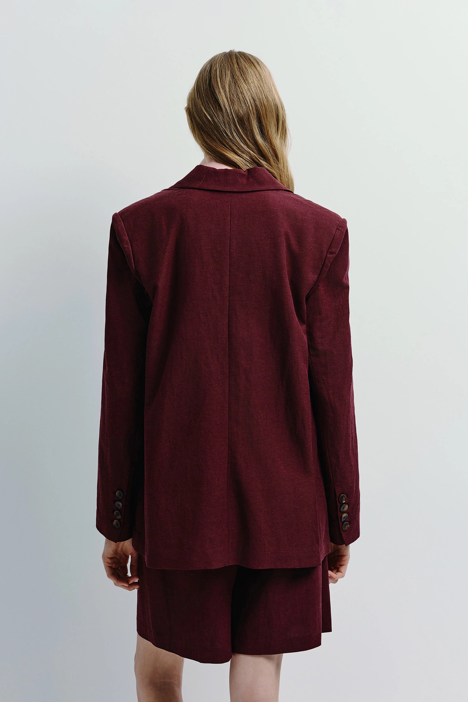 Lonan Linen Blazer Burgundy