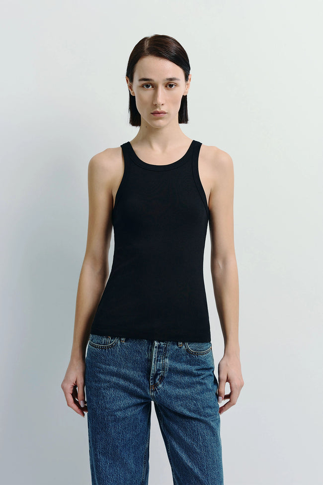 Luka Ribbed Tank Black