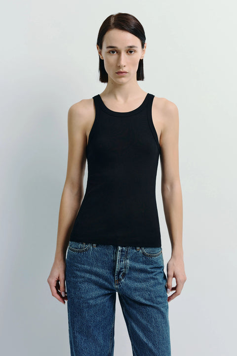 Luka Ribbed Tank Black