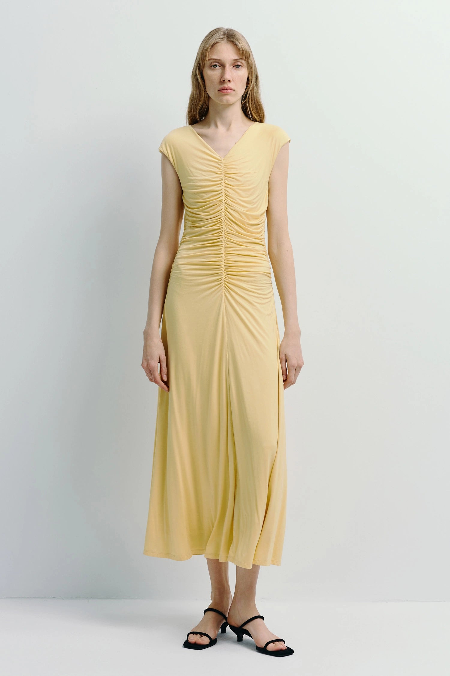 Mille Rouched Dress Yellow