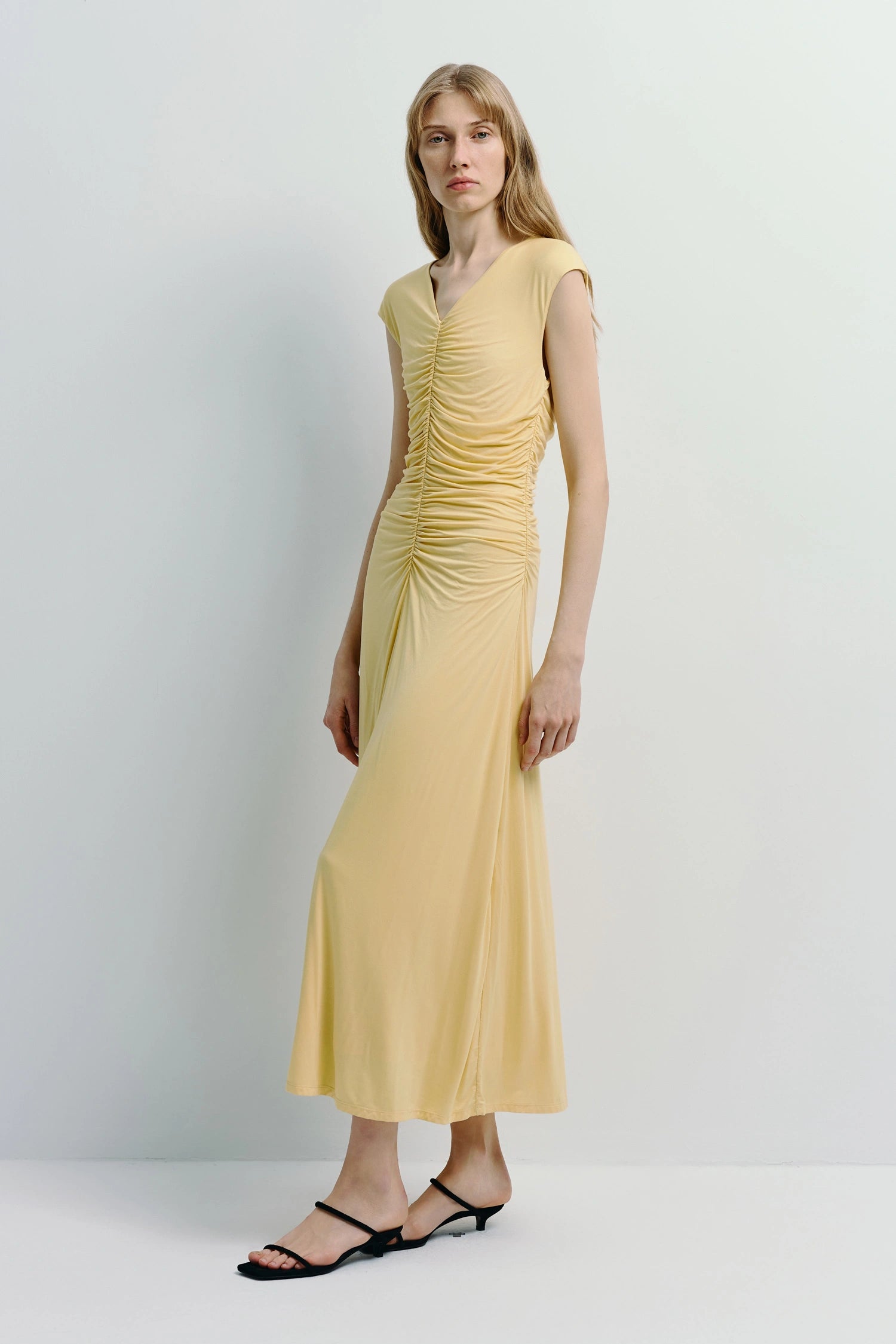 Mille Rouched Dress Yellow