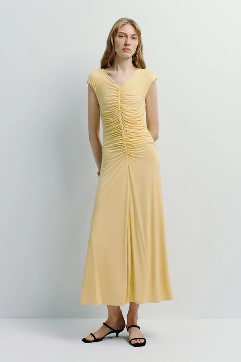 Mille Rouched Dress Yellow