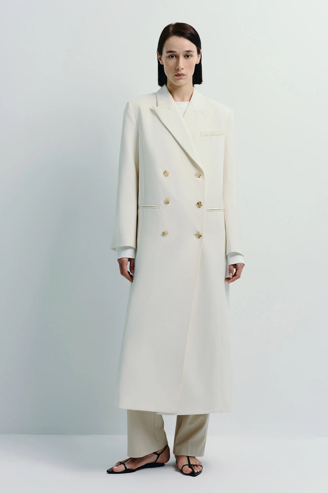 Remie Double Breast Coat Off White