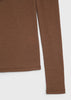 Rue Sophie Brown wool turtleneck top with long sleeves and a slim-fit design.