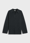 Rue Sophie wool-blend oversized V-neck sweater in dark charcoal. 