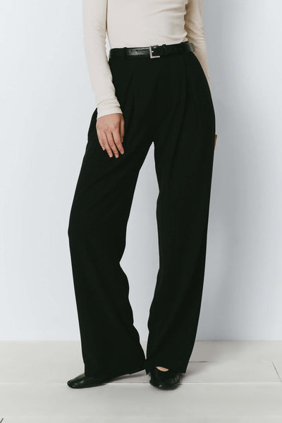 deres デレス Sophia drape pants Black 1 RueSophie_DrapePleatPant_Black