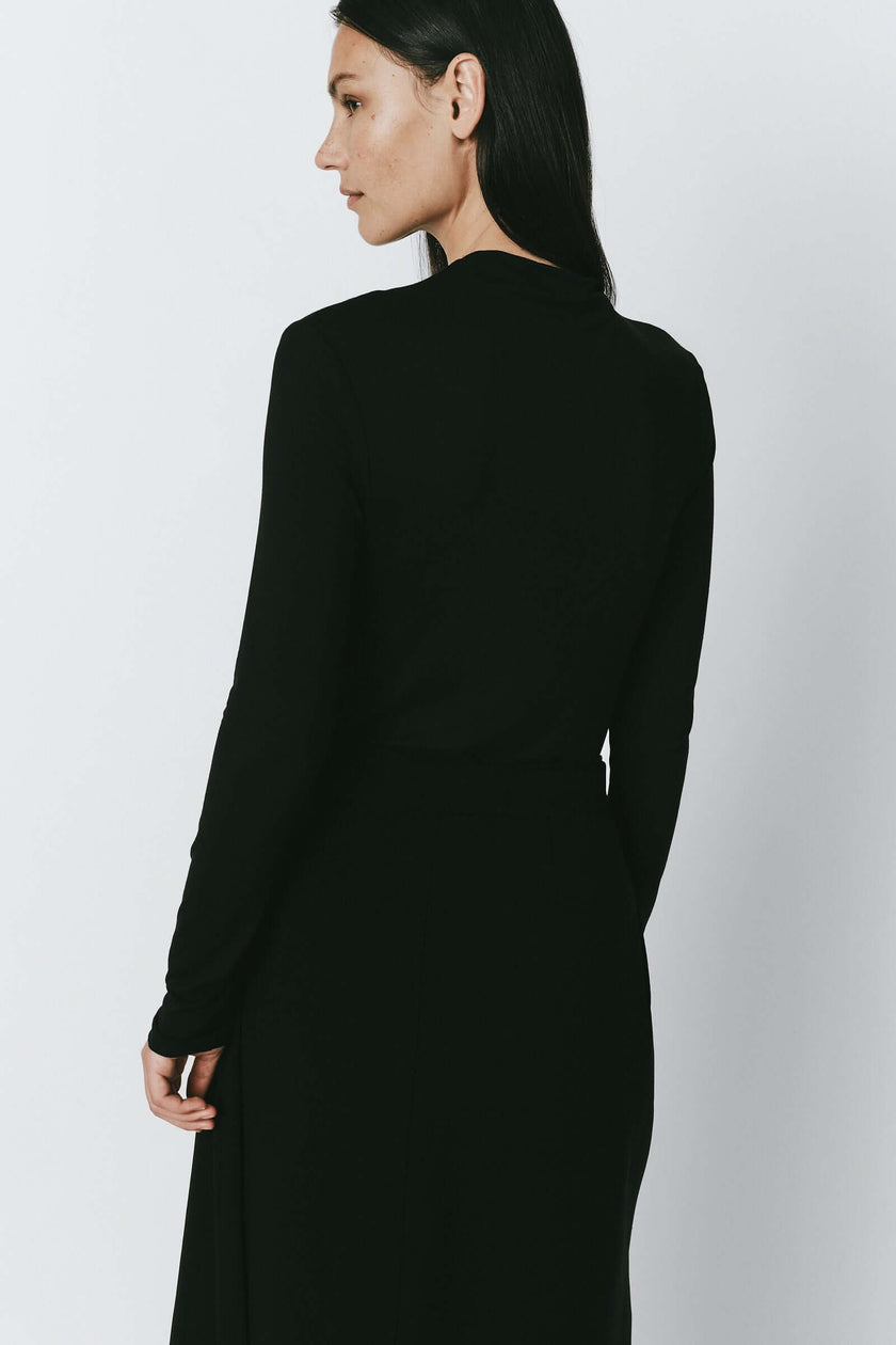 Black Filibert Cutout Knit Top, modal knit top with cutout neckline, Rue Sophie