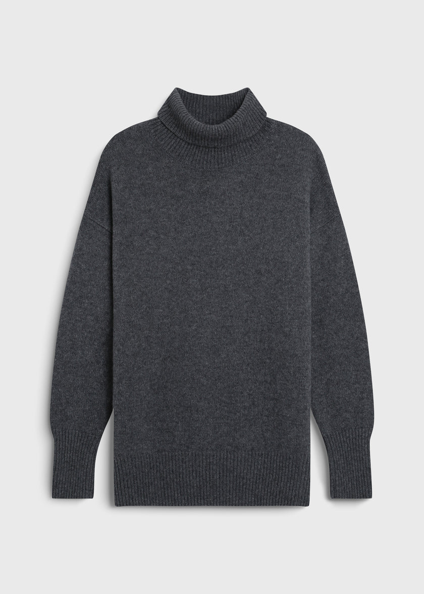Cinder Garches Turtleneck Sweater in wool-cashmere with oversized fit. Cold weather essential.