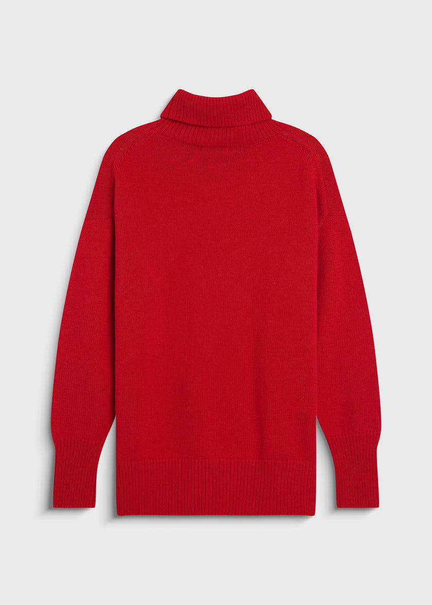 Ruesophie Garches rouge red wool-cashmere turtleneck sweater, perfect for fall and winter