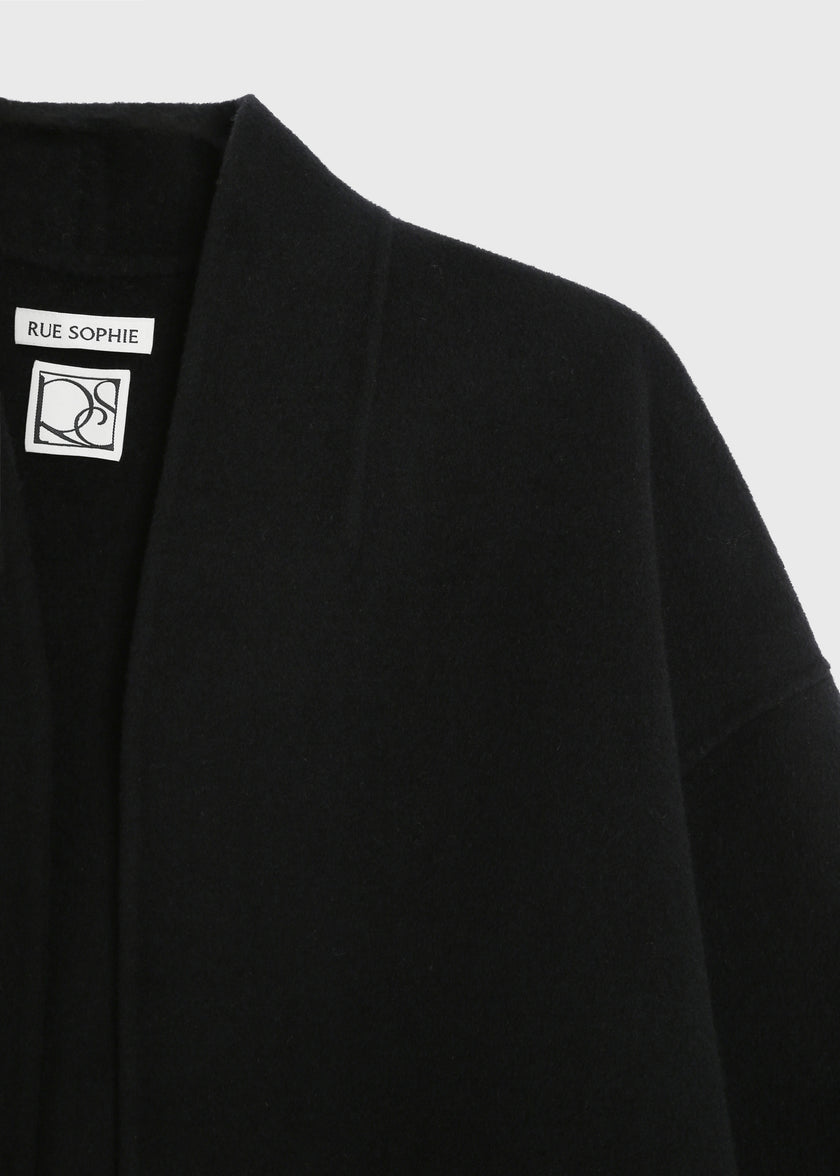 Ruesophie Jaurès Shawl Collar Jacket, black wool-cashmere, perfect for fall outings