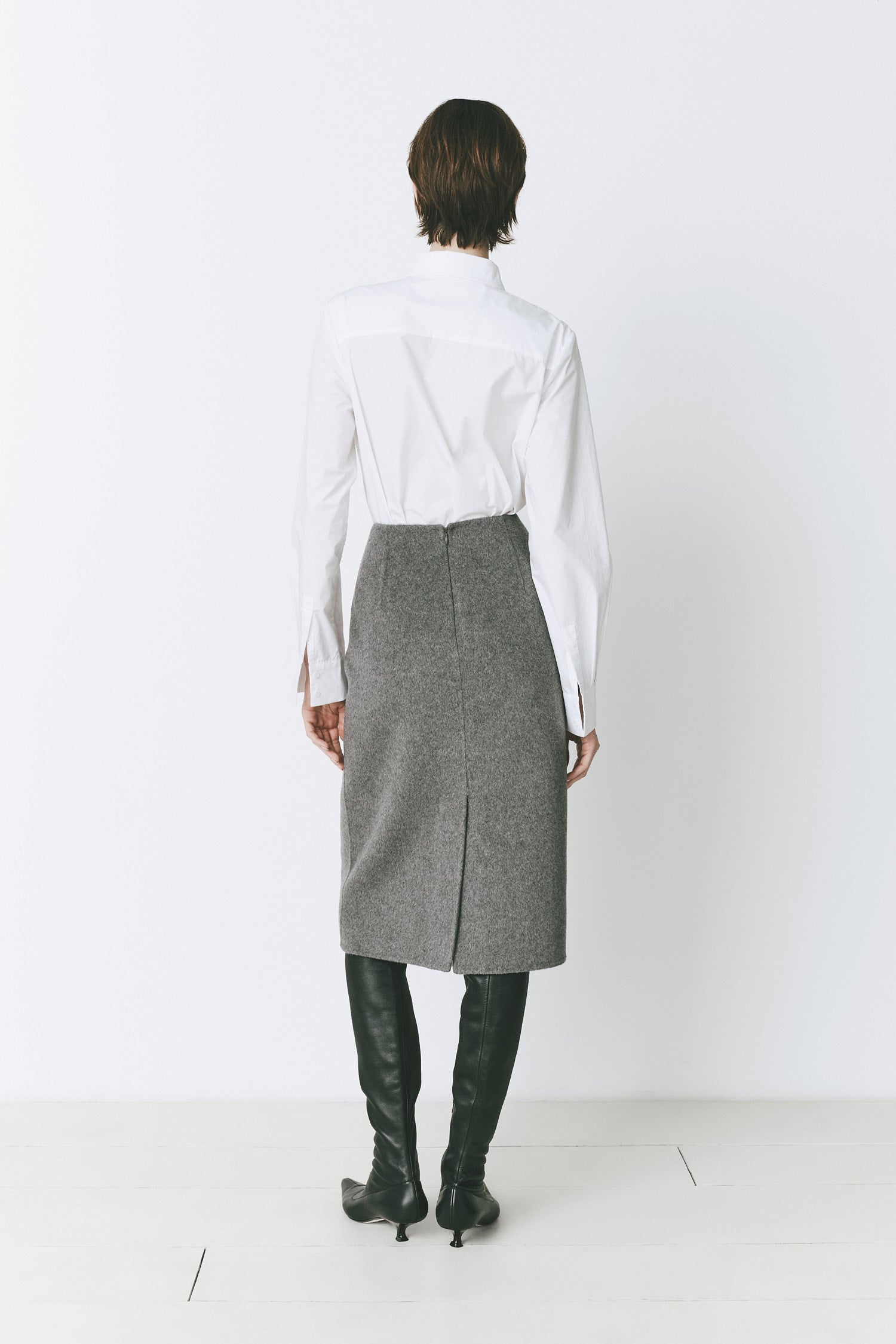 Rue Sophie Le Marais Pencil Midi Skirt Grey