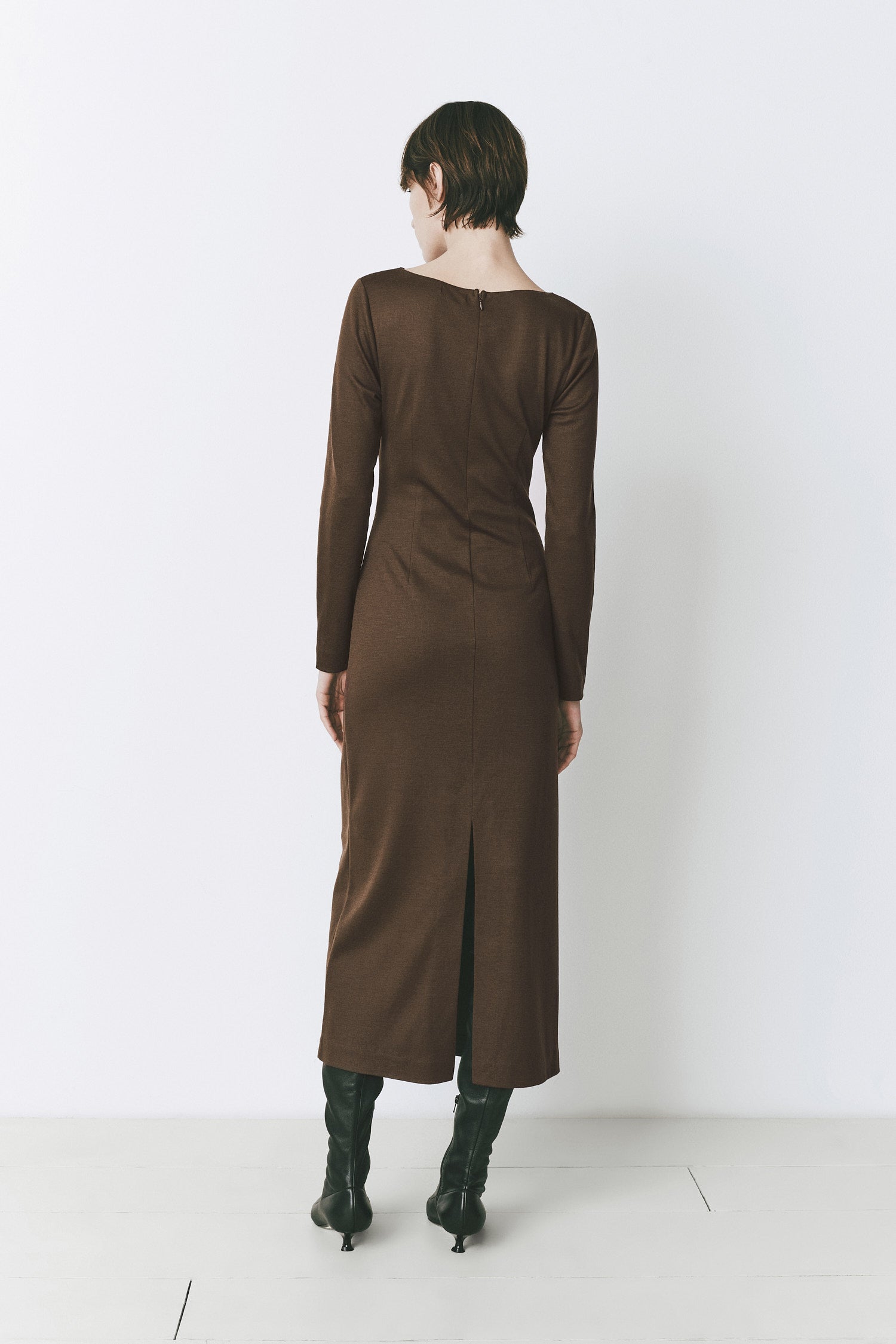 Rue Sophie Lenoir Midi Long Sleeve Dress Russett