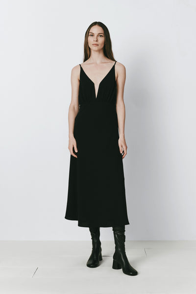 【sahara】Weeping Willow Cross Neck Dress Casual Crepe A-line Beach Wedding Dress with Long Sleeves