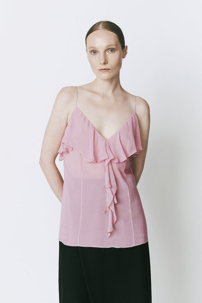 Rue Sophie Loelia Ruffled Top Pink