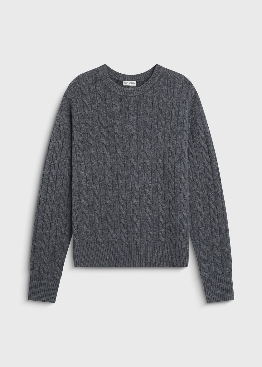 Cinder Lyon Cable Knit Sweater, wool-cashmere blend with cable knit design